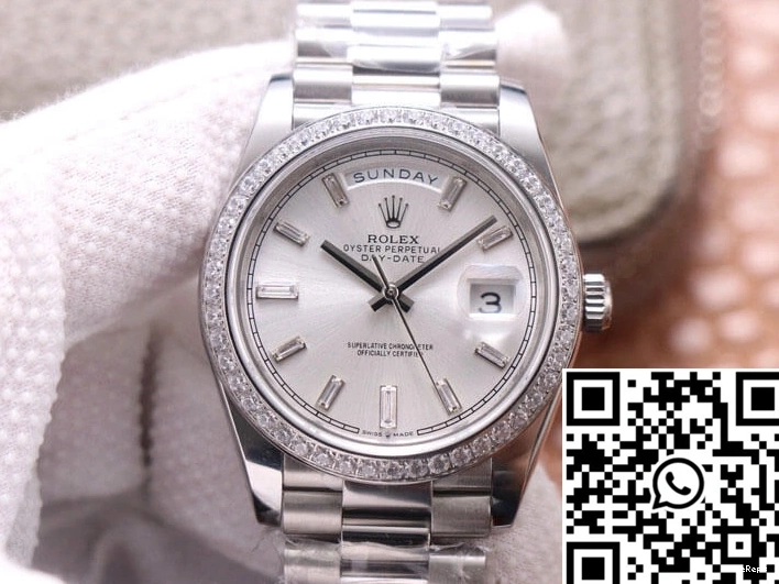 M228349RBR-0001 Diamond Rolex EW Factory Day-Date Silver Dial 0308